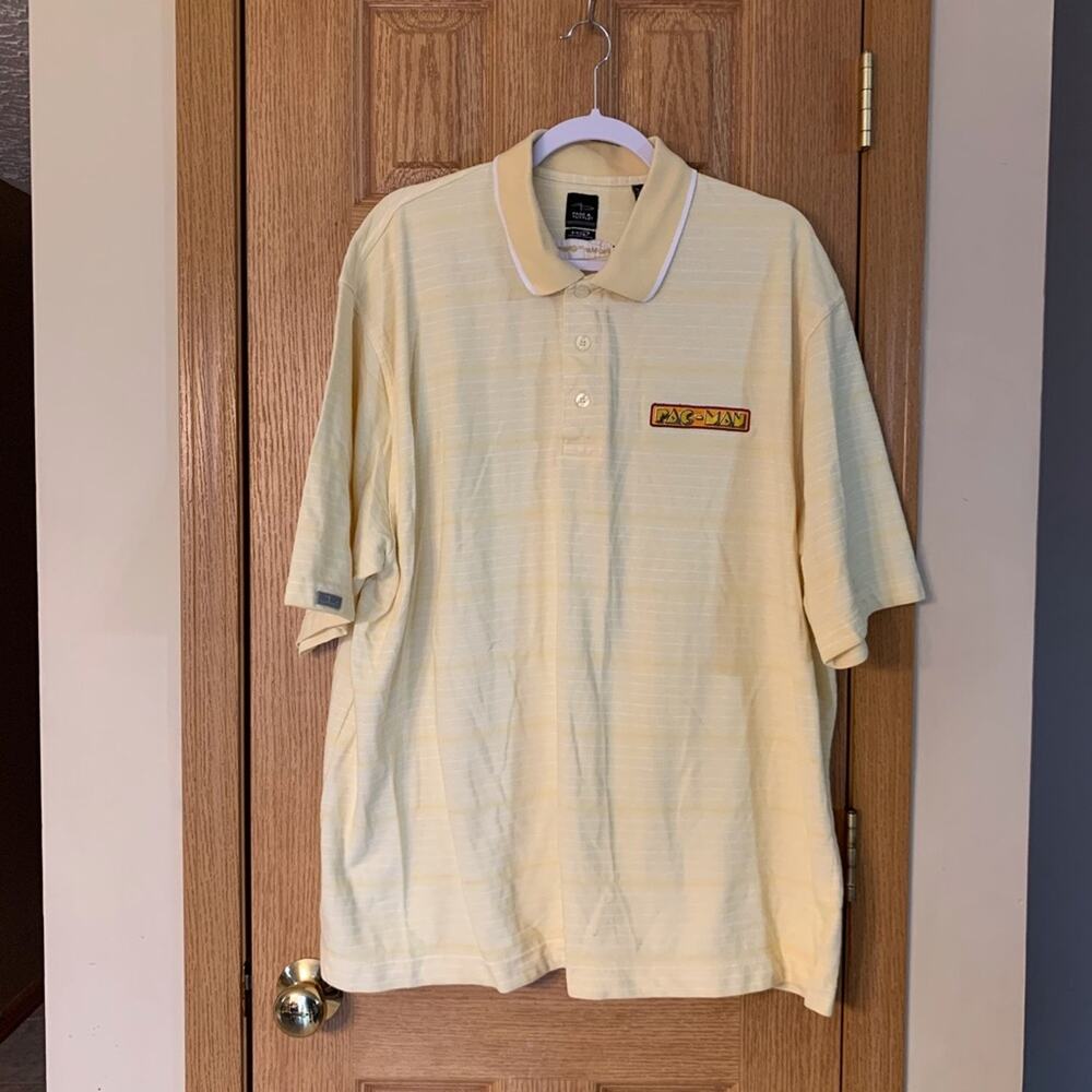Pacman Striped Polo Shirt XXXL Namco H2 Yellow